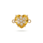Flower Yellow Heart Crystal with CZ Stones  Connector - 12×18mm 18K Gold Plated