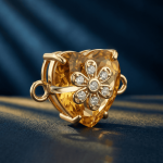 Flower Yellow Heart Crystal with CZ Stones  Connector - 12×18mm 18K Gold Plated - Image 2