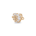 Flower White Heart Crystal with CZ Stones  Connector - 12×18mm Gold Plated - Image 2
