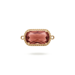 Pink Rectangle Crystal Connector - 10×21mm 18K Gold Plated