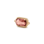 Pink Rectangle Crystal Connector - 10×21mm 18K Gold Plated - Image 2