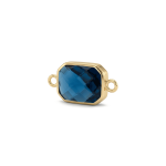 Blue Octagon Crystal Connector - 11×22mm 18K Gold Plated - Image 2