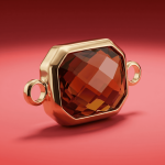 Brown Octagon Crystal Connector - 11×22mm 18K Gold Plated - Image 2