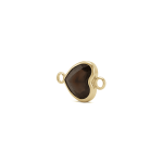Brown Heart Crystal Connector - 11×17mm 18K Gold Plated - Image 2