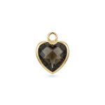 Green Heart Crystal Charm - 11×14mm 18K Gold Plated