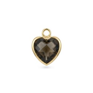 Green Heart Crystal Charm – 11×14mm 18K Gold Plated