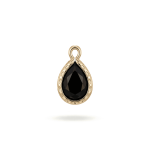 Black Teardrop Crystal Charm - Twisted Edge Frame - 9×15mm 18K Glod Plated