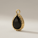 Black Teardrop Crystal Charm - Twisted Edge Frame - 9×15mm 18K Glod Plated - Image 2