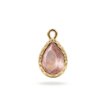 Pink Teardrop Crystal Charm -Twisted Edge Frame - 9×15mm 18K Glod Plated