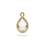 White Teardrop Crystal Charm - Twisted Edge Frame - 9×15mm 18K Glod Plated