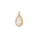 White Teardrop Crystal Charm - Twisted Edge Frame - 9×15mm 18K Glod Plated - Image 2