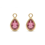 Pink Teardrop Crystal Charm - 7×12mm 18K Glod Plated