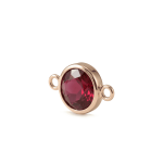 Red Circle Crystal Connector - 6×12mm 18K Gold Plated - Image 2