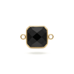 Smoky Octagon Crystal Connector - 11×20mm 18K Gold Plated