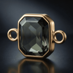 Smoky Octagon Crystal Connector - 11×20mm 18K Gold Plated - Image 2