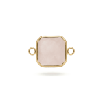 Pastel Pink Square Crystal Connector - 13×19mm 18K Gold Plated