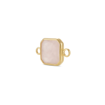 Pastel Pink Square Crystal Connector - 13×19mm 18K Gold Plated - Image 2