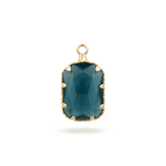 Blue Rectangle Crystal Charm - 11×19mm 18K Glod Plated
