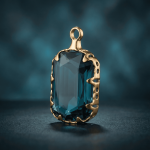 Blue Rectangle Crystal Charm - 11×19mm 18K Glod Plated - Image 2