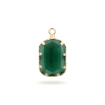 Green Rectangle Crystal Charm - 11×19mm 18K Glod Plated