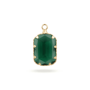 Green Rectangle Crystal Charm – 11×19mm 18K Glod Plated