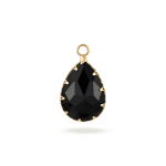 Black Teardrop Crystal Charm - 14×23mm 18K Glod Plated