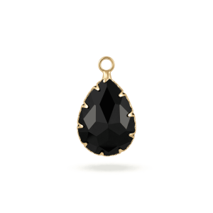 Black Teardrop Crystal Charm – 14×23mm 18K Glod Plated