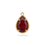 Red Teardrop Crystal Charm - 12×19mm 18K Glod Plated