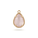 Pink Teardrop Crystal Charm - 12×19mm 18kGlod Plated