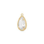 White Teardrop Crystal Charm - 12×19mm 18K Glod Plated - Image 2