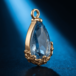 Flower Blue Drop Crystal Charm - 9×16mm 18K Gold Plated - Image 2