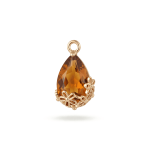 Flower Brown Drop Crystal Charm - 9×16mm 18K Gold Plated
