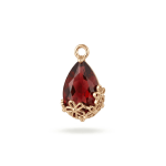 Flower Red Drop Crystal Charm - 9×16mm 18K Gold Plated