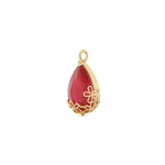 Flower Red Drop Crystal Charm - 9×16mm 18K Gold Plated - Image 2