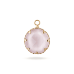 Pink Circle Crystal Charm - 13×17mm 18K Glod Plated
