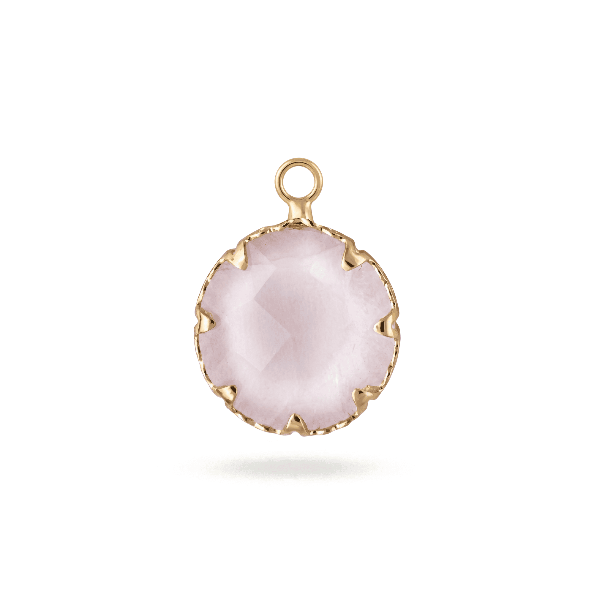 2709-1 Pink Circle Crystal Charm - 13×17mm 18K Glod Plated - Image 1