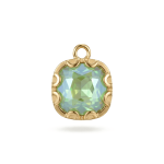 Pastel Green Square Crystal Charm - 12×15mm 18K Gold Plated Pastel