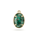 Green African Turquoise Crystal Charm - 12×18mm 18K Gold Plated
