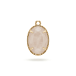 White Moonlight Crystal Charm - 12×18mm 18K Gold Plated