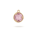 Pink Rose Crystal Charm - 12×15mm 18K Gold Plated
