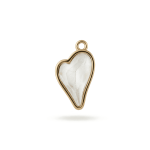 Whie Pure Heart Crystal Charm - 11×20mm 18K Gold Plated
