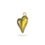 Green|Orange Flaming Heart Crystal Charm - 11×20mm 18K Gold Plated