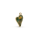 Green|Orange Flaming Heart Crystal Charm - 11×20mm 18K Gold Plated - Image 2