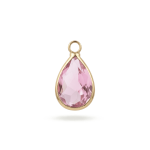 Pink Teardrop Crystal Charm - 11×19mm 18K Glod Plated