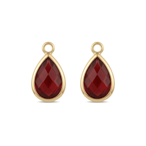 Red Teardrop Crystal Charm – 9×16mm 18K Glod Plated