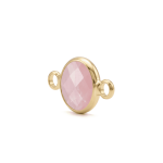 Pastel Pink Circle Crystal Connector - 9×15mm 18K Gold Plated - Image 2