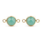 Pastel Blue Circle Crystal Connector - 9×15mm 18K Gold Plated