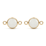 White Circle Crystal Connector - 9×15mm 18K Gold Plated