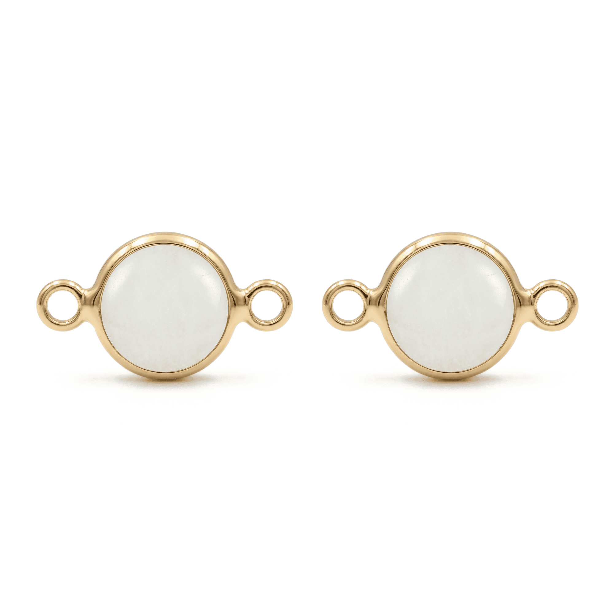 2732-1 White Circle Crystal Connector - 9×15mm 18K Gold Plated - Image 1