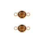 Brown Oval Crystal Connector - 9×17mm 18K Gold Plated
